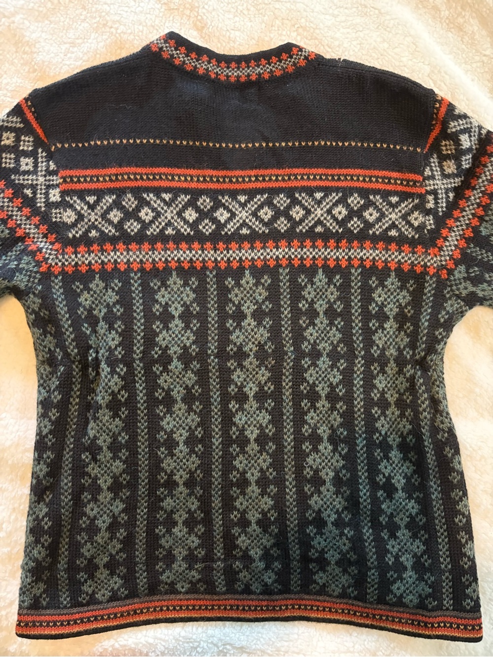 Andean Tradition Knitted Sweater in Black, with Gray and Rust Accents